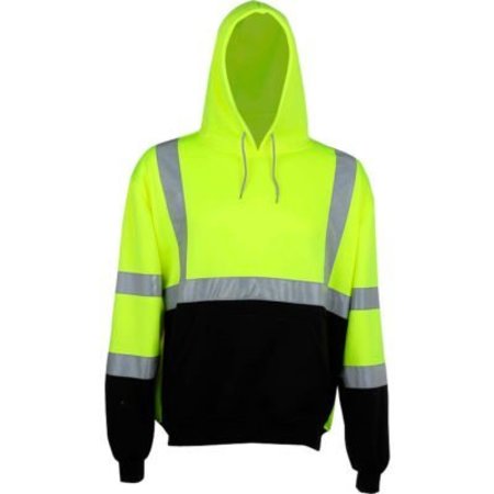 GSS SAFETY GSS Safety 7001 Class 3 Pullover Fleece Sweatshirt with Black Bottom, Lime, 2XL 7001-2XL